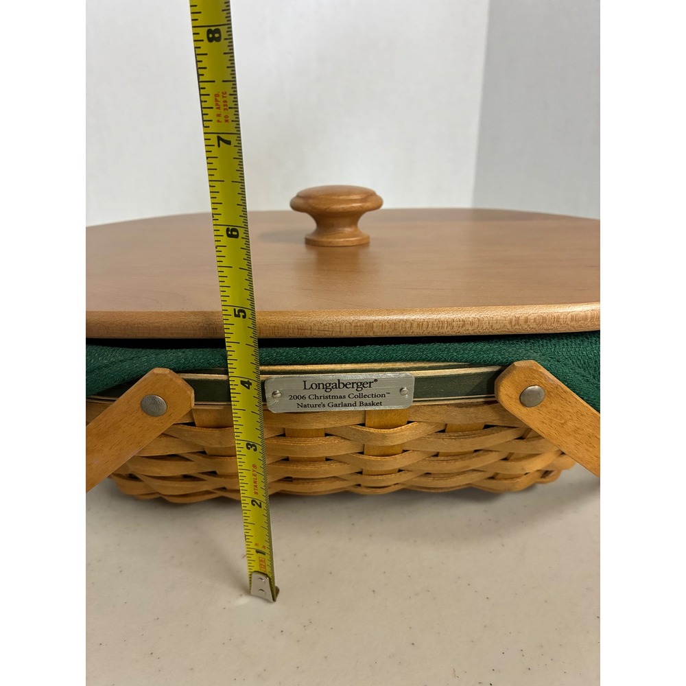 Longaberger 2006 Christmas Collection Natures Garland Basket Wood Lid Liner USA - Picture 9 of 11